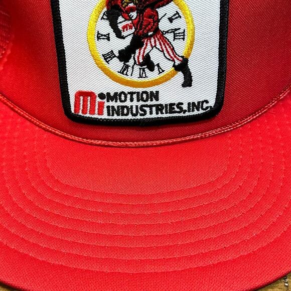 Vintage Red Snapback Hat Motion Industries INC Big Embroidered Logo Patch - Picture 12 of 13